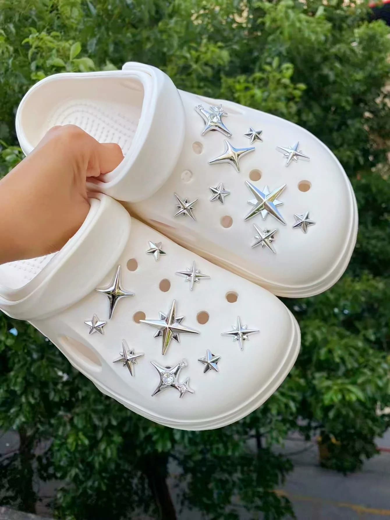 18 decorazioni con fibbia per scarpe fai da te come croci e stelle, accessori multifunzionali per clip per scarpe per sandali da donna, ciabatte a