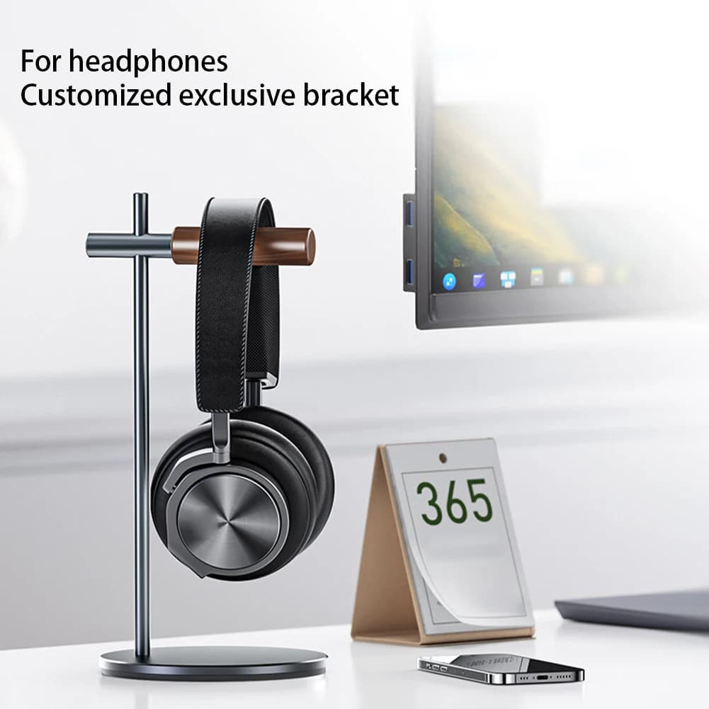 Aluminium Alloy Headphone Stand Non-Slip Gaming Headset Stand Rack Detachable Earphone Display Hanger Bracket for All Headsets