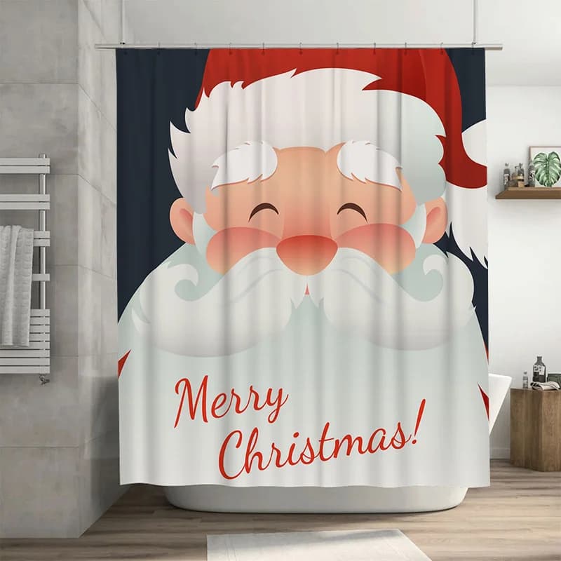 TU Tenda da doccia natalizia Decorazioni festive per le vacanze Modello di buon Natale Sfondo in tessuto impermeabile per il bagno Decorazioni per la casa Stile natalizio