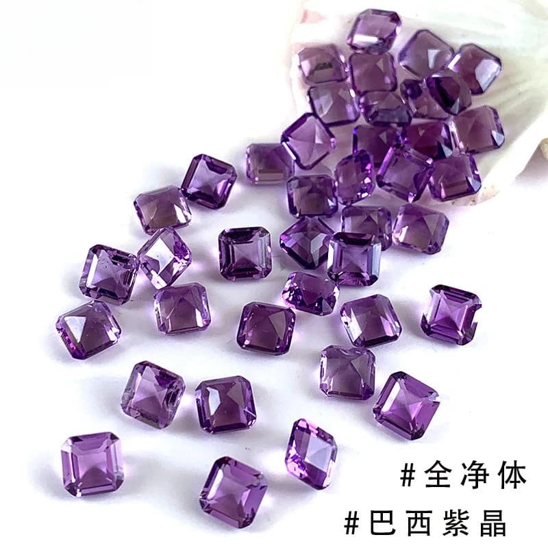 Natural Amethyst Ring Face, Square Ascher Brazilian Amethyst Loose Stone, Purple Gemstone Work in Progress Loose Stone