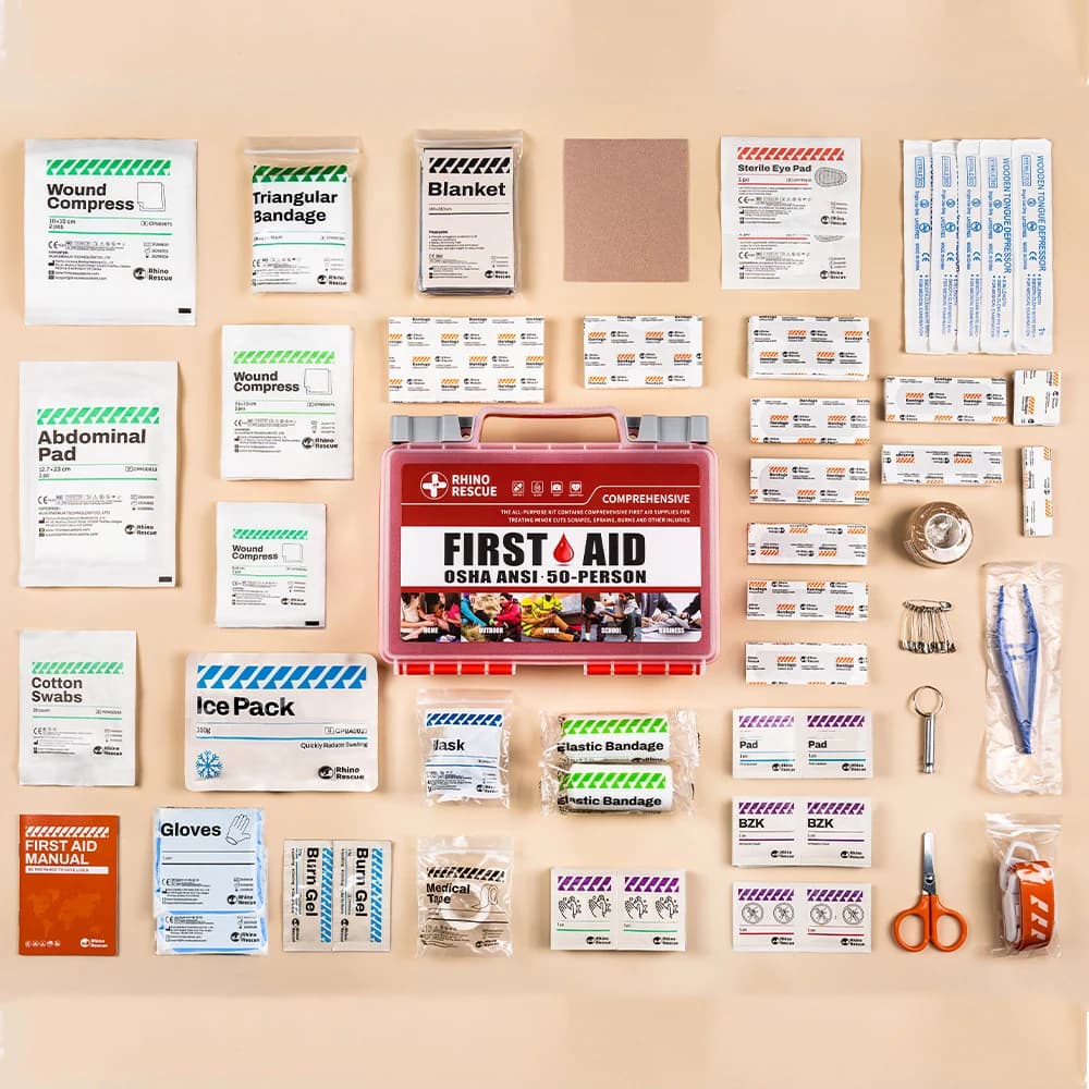 Rhino Rescue Full Emergency Kit, emergency medical supplies for home and office, suitable for school, car, outdoor, travel