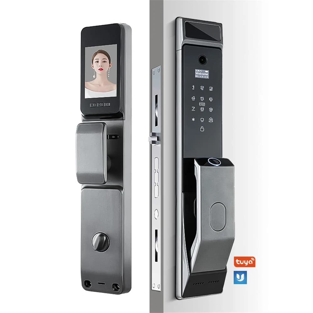 Riconoscimento facciale 3D completamente automatico Biometria intelligente Serratura per impronte digitali Tuya WIFI Telecomando Password NFC con fotocamera
