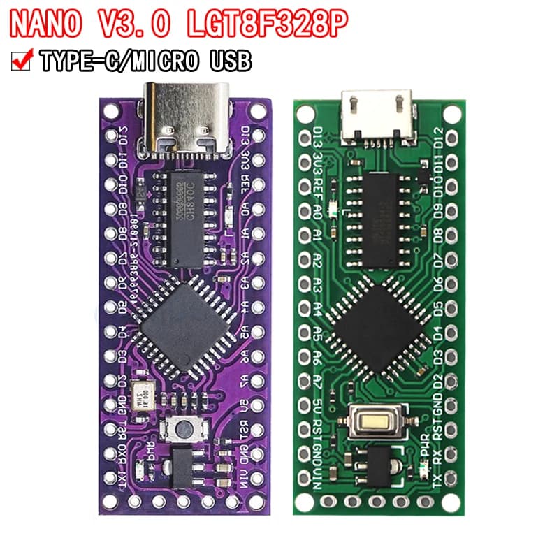 LGT8F328P-LQFP32 MiniEVB TYPE-C MICRO USB compatible with ATMEGA328 Nano V3.0 LGT8F328P CH9340C / HT42B534-1 SOP16 for Arduino