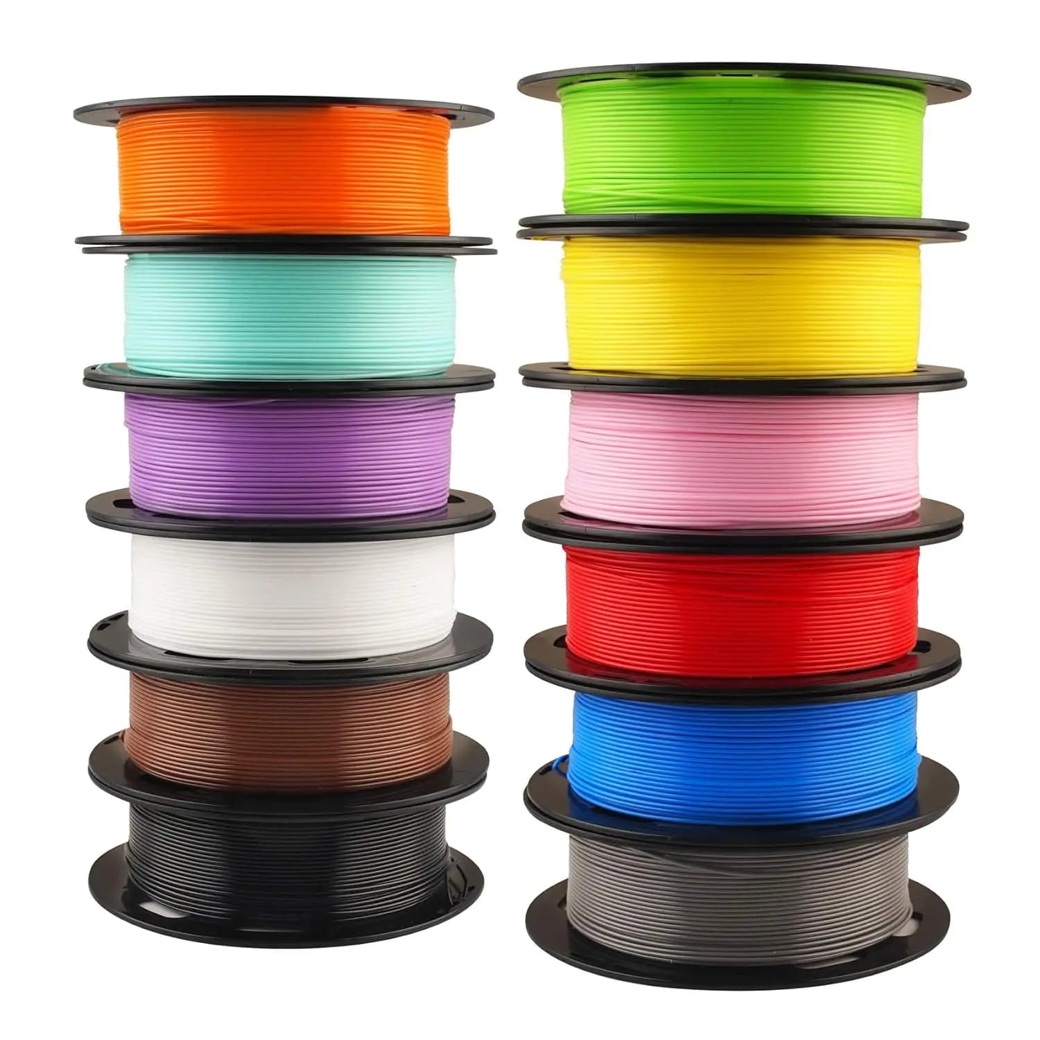 Confezione da 12 Filamenti PLA per Stampante 3D, 1,75mm, 500g Ciascuno, 6kg Totali, Colori Più Popolari, con Colla in Stick