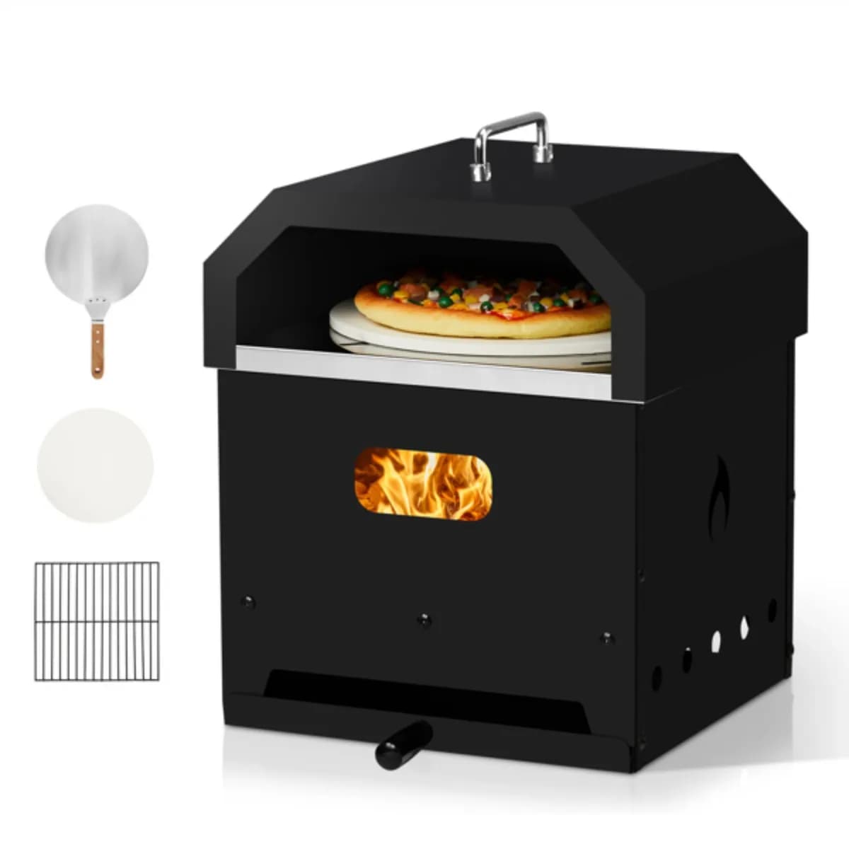 Forno per pizza da esterno Forni esterni staccabili a 2 strati a legna 4 in 1 con griglia per cottura in pietra per pizza
