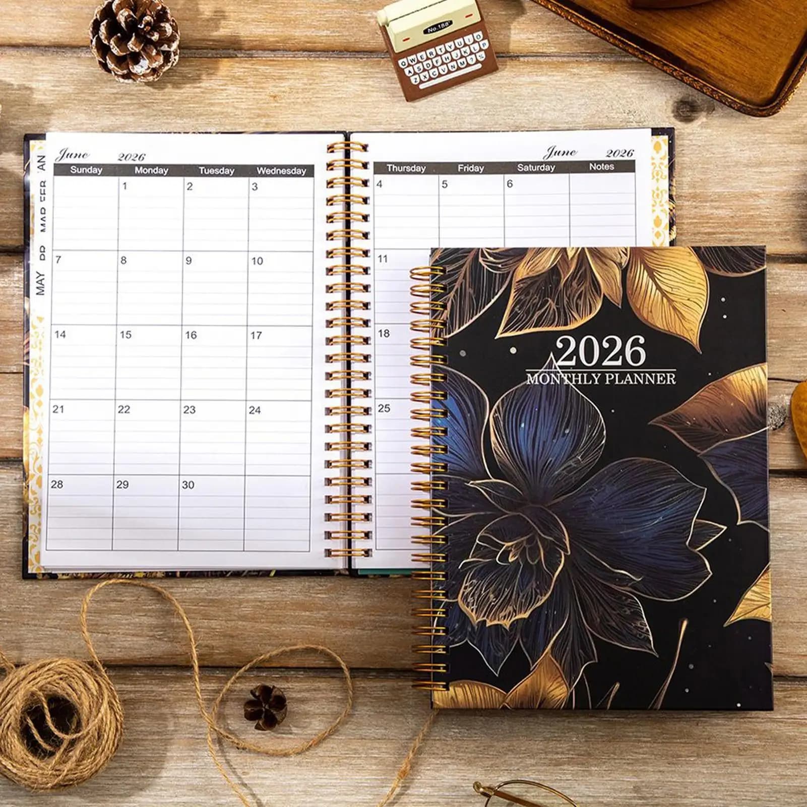 2026 Agenda settimanale e mensile Calendario Planner Libro Blocco note con rilegatura a doppio filo Forniture scolastiche e per ufficio Agenda Notebook