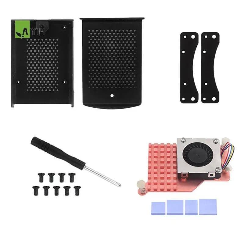 AY14 - Case in Lega di Alluminio con Dissipatore di Calore e Ventola di Raffreddamento per Raspberry Pi 5
