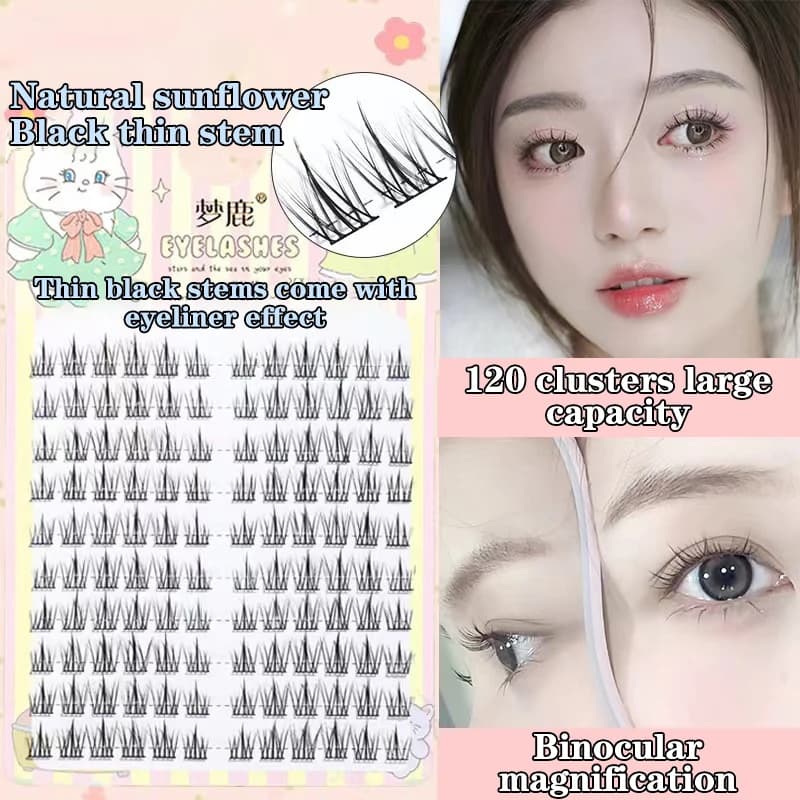 Ciglia Finte a Forma di Girasole, Extension Ciglia Naturali per Trucco Fai-da-Te, Strumento per Makeup con Ciglia Individuali Segmentate