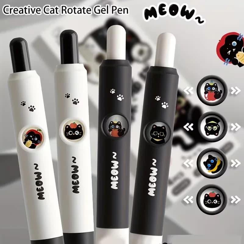 4 pz Kawaii Cat Penne Zampa 0.5mm Quick-Dry Nero Inchiostro-Liscio Scrittura Penne Retrattili Scuola Journaling Compleanno Regalo Di Natale
