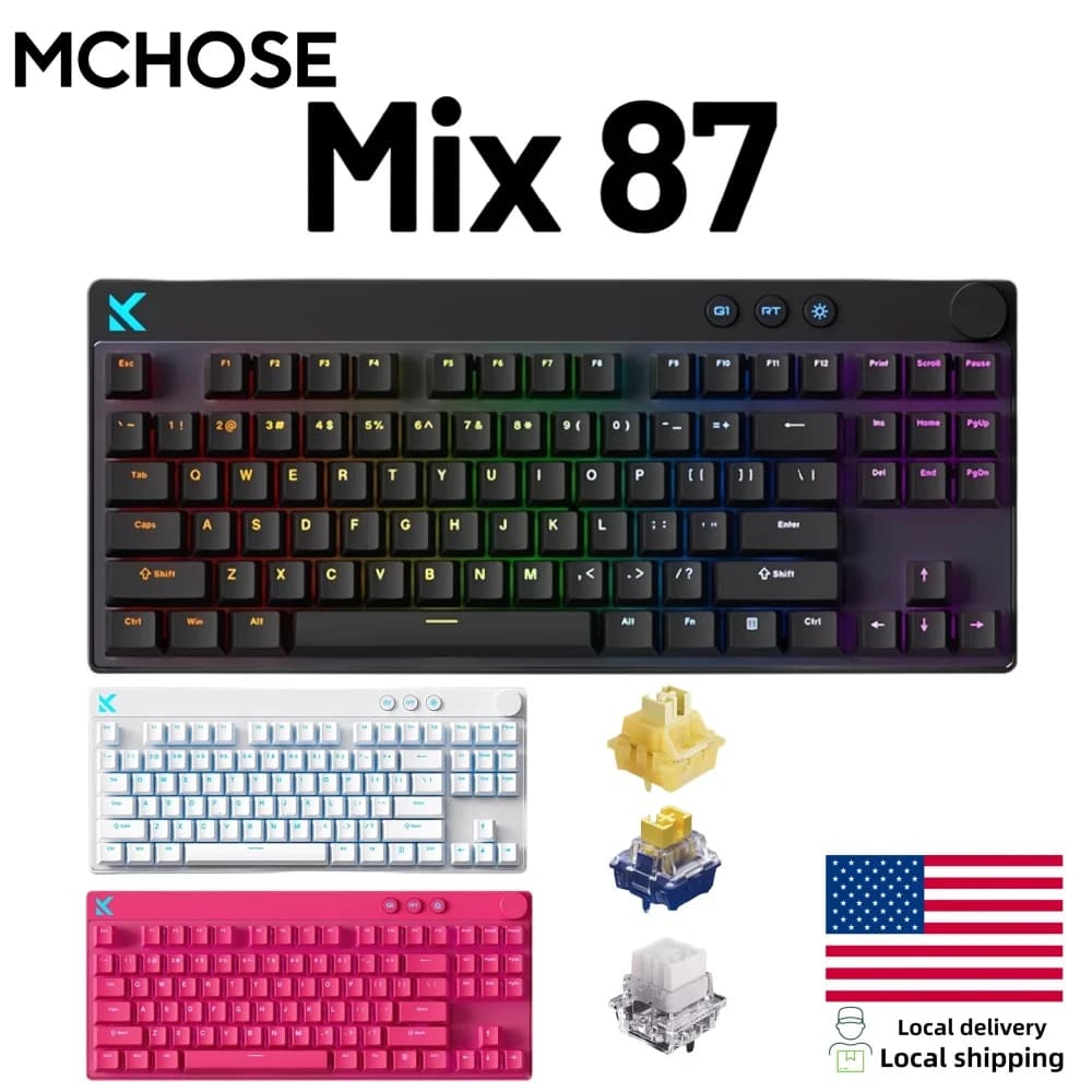 Tastiera da Gaming Cablata Mchose Mix87 con Switch Magnetici, 8K+256K, Latenza Bassa 0.08ms, Accessori Personalizzati per E-Sports