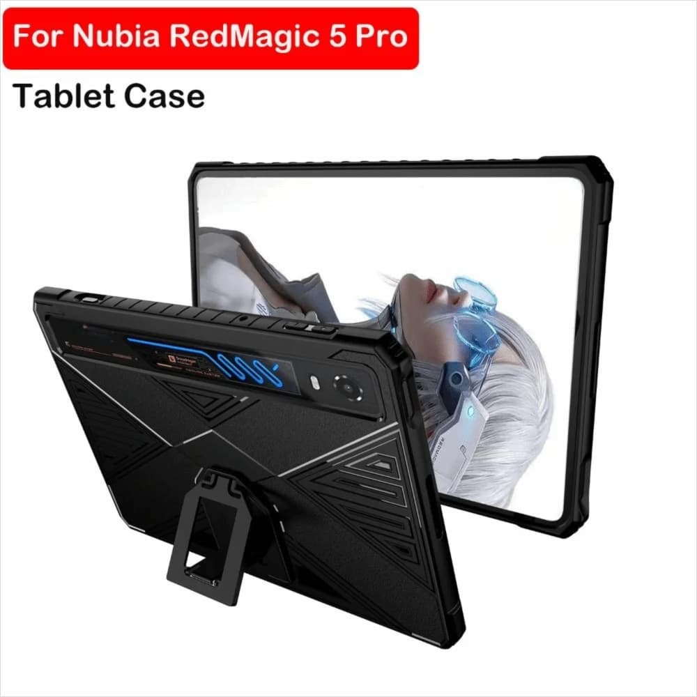 TPU Tablet Case with Kickstand Soft Protective Cover Anti-Scratch Shockproof Gaming Tablet Shell for Nubia RedMagic 5 Pro