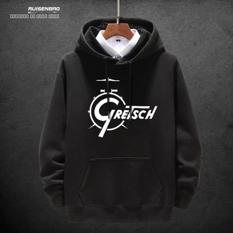 Felpa con cappuccio a maniche lunghe con motivo a perle, casual, invernale, alla moda, Pearlsonetsch Ludwig, streetwear fatto a mano per batteristi