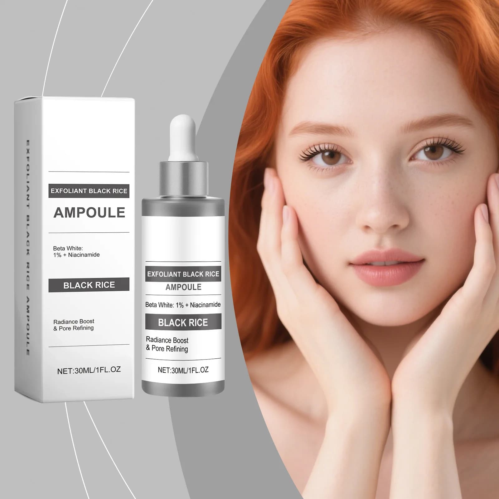 Exfoliating Rice Ampoules, Deep Pore Cleaning Essence, Black Point Removal, Anti-Aging, Hydrating, Siero Ammorbidente per Viso e Corpo