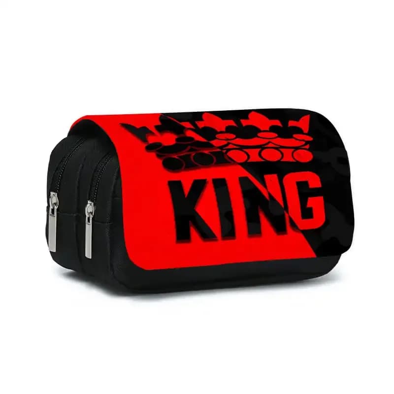 Astuccio portapenne Crown King Double Flip per ragazzi e ragazze, regalo ideale, astuccio per matite con cartoni animati 2D, astuccio scolastico per bambini