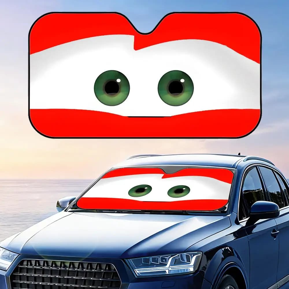 Parasole per Auto con Occhi Carini Stile Cartone Animato, Riutilizzabile in Alluminio, Protezione UV, Isolamento Termico, Copertura per Parabrezza