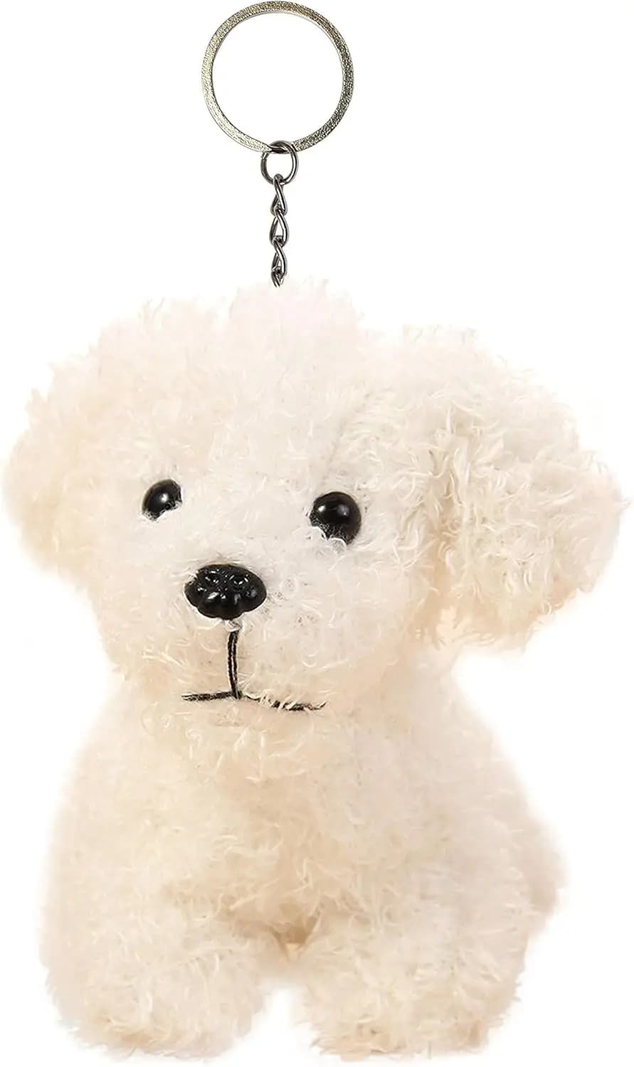 Cute Stuffed Animal Dog Anime Plush Key Chain, Fashion Accessory Backpack Clips, Kindergarten Gift, Handbag Pendant, 5 inch (White)