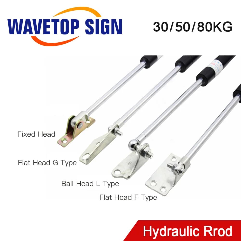 WaveTopSign Hydraulic Rod 30KG 300N 50KG 500N 80KG 800N Flat Head Fixed Head Ball Head For Co2 Laser Cutter and Engraver Machine