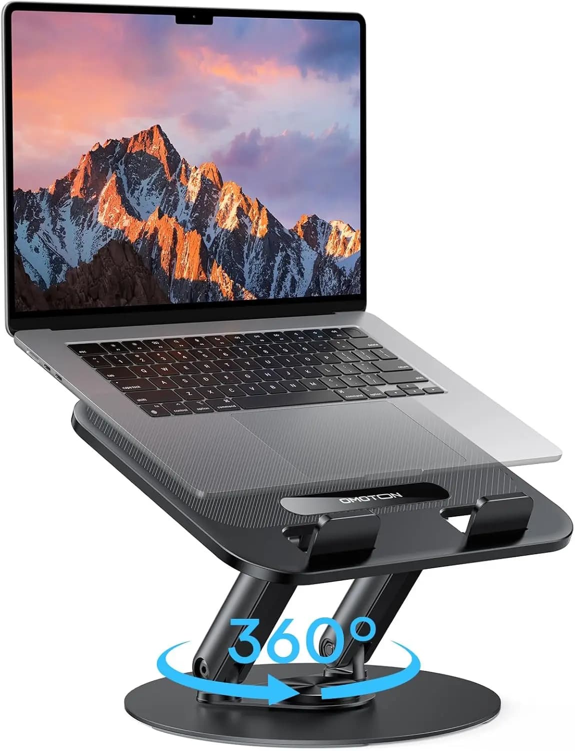 360 ° Supporto Girevole per Laptop da Scrivania, Rialzo Ergonomico per MacBook/Laptop fino a 14 Pollici, Pieghevole e Portatile, Nero