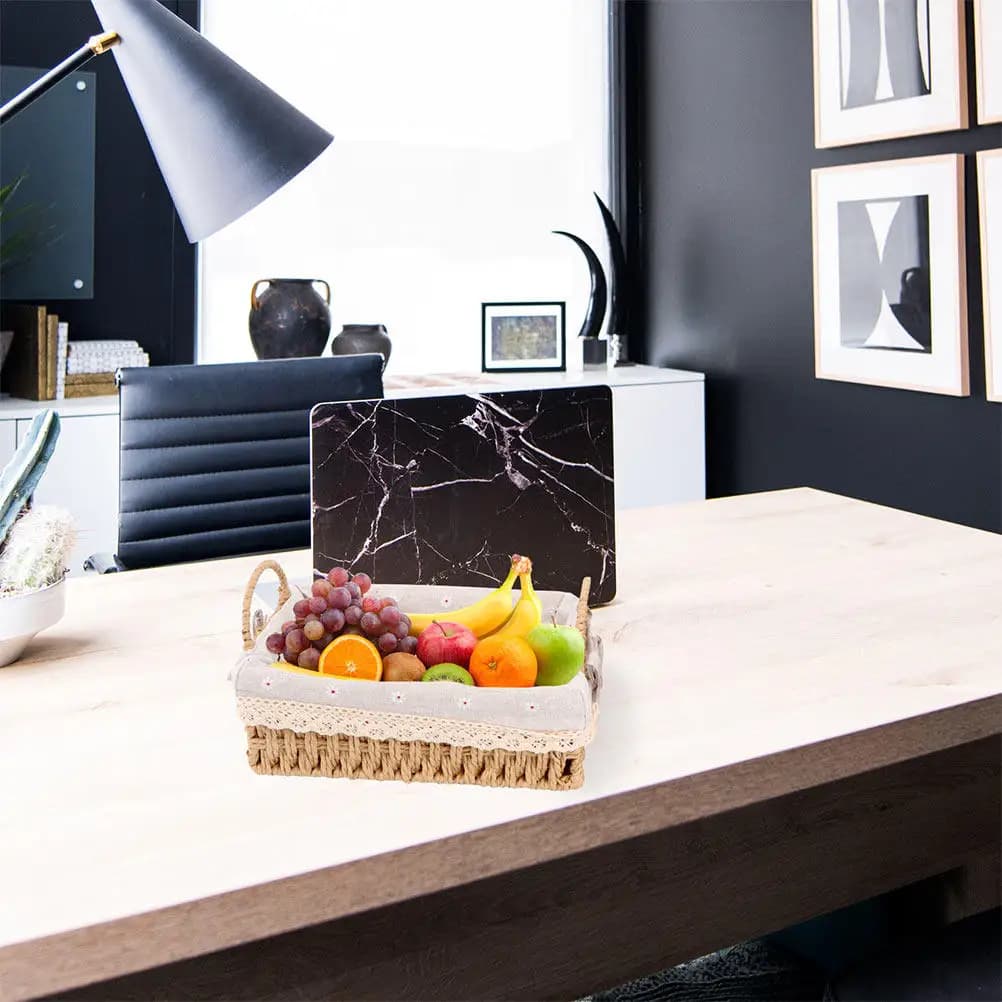 Cesto portaoggetti intrecciato fatto a mano, contenitore per fiori secchi o freschi, decorazione rustica per interni, portafrutta e verdura portatile