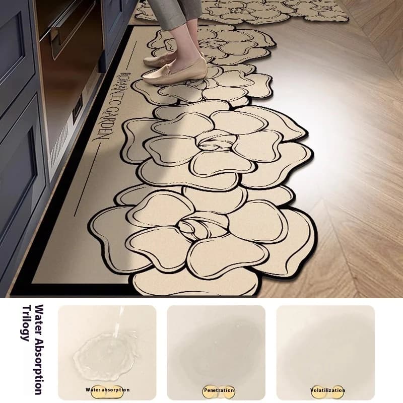 VIKAMA Tappeto in fango di diatomee, piccolo, profumato, per cucina, antiscivolo, assorbente, ad asciugatura rapida, facile da pulire, resistente all'usura, decorazione per la casa