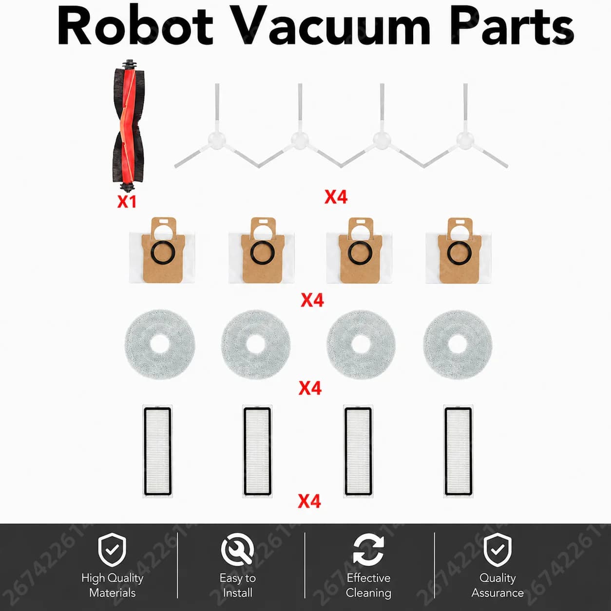 For Dreame Robot Vacuum S10 / S10 PLUS Robot Vacuum Cleaner Parts Replacement Main Side Brush Hepa Filter Mop Cloth Dust Bag