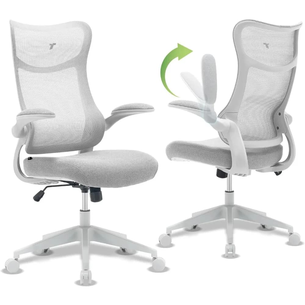 TT Airflex V2 Mesh ergonomico super morbido cuscino ampio sedia da scrivania per computer da ufficio braccioli regolabili (grigio cenere)