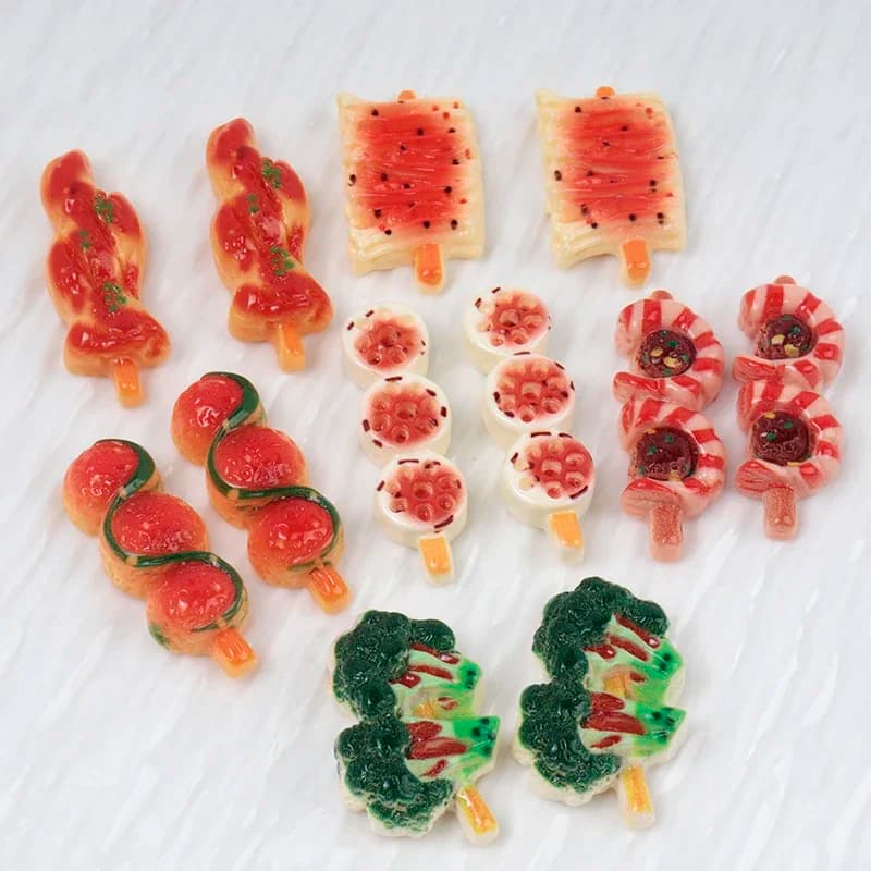10/100PCS BBQ Figurine in resina con retro piatto Scrapbook fai da te Arco Clip per capelli Materiali Accessori in resina Artigianato per la casa Scrapbook casa delle bambole