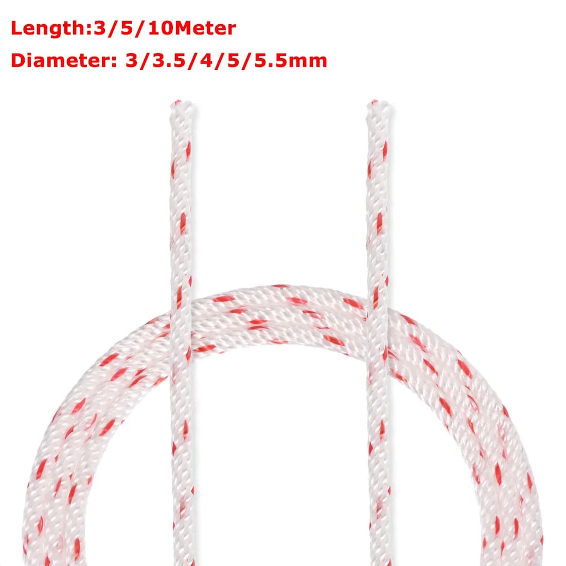 3/5/10M 3-5.5mm Polyester Fiber Recoil Pull Starter Cord Starter Cords Suitable for lawnmowers Motosega Trimmer Garden Tool