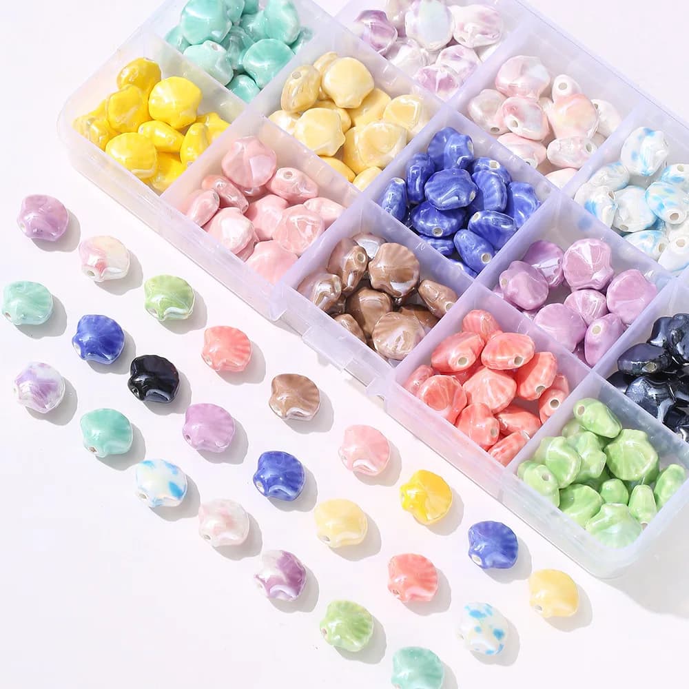 Nuove perle di conchiglia in ceramica colorata da 10 pezzi perline distanziatrici allentate per la creazione di gioielli accessori per collana di bracciali fai da te