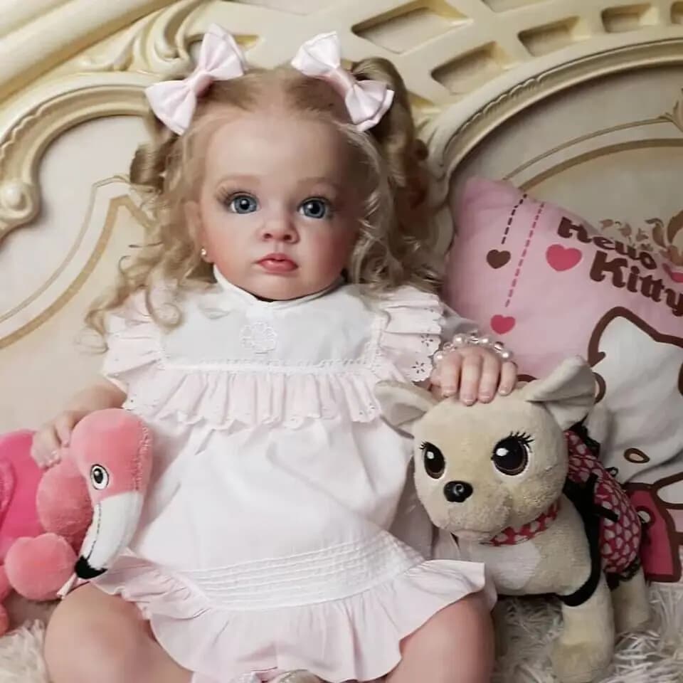 Bambole per bambini rinate Bambola in vinile siliconico finito Bambola per neonato dipinta da 23 pollici con capelli radicati per il regalo di Natale del capretto