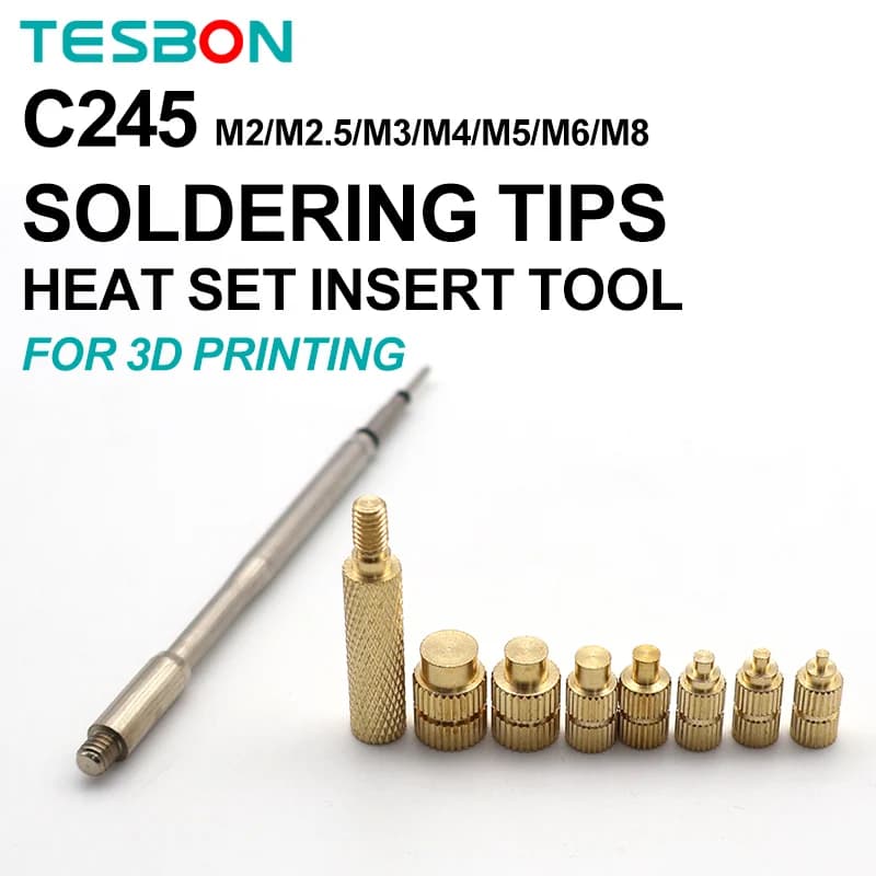 C245 Heat Insert Nut Iron Tip Insert Internal Thread Head M2-M8 Brass Hot Melt Insert Nut Insertion Kit For JBC245/HS-02A/T80P