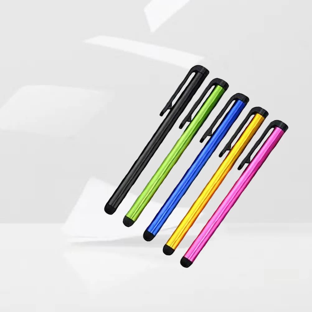 Penna capacitiva per touch screen da 5 pezzi con corpo in metallo, strumento per scrivere e disegnare con sensazione naturale, per smartphone, tablet, modelli 2017