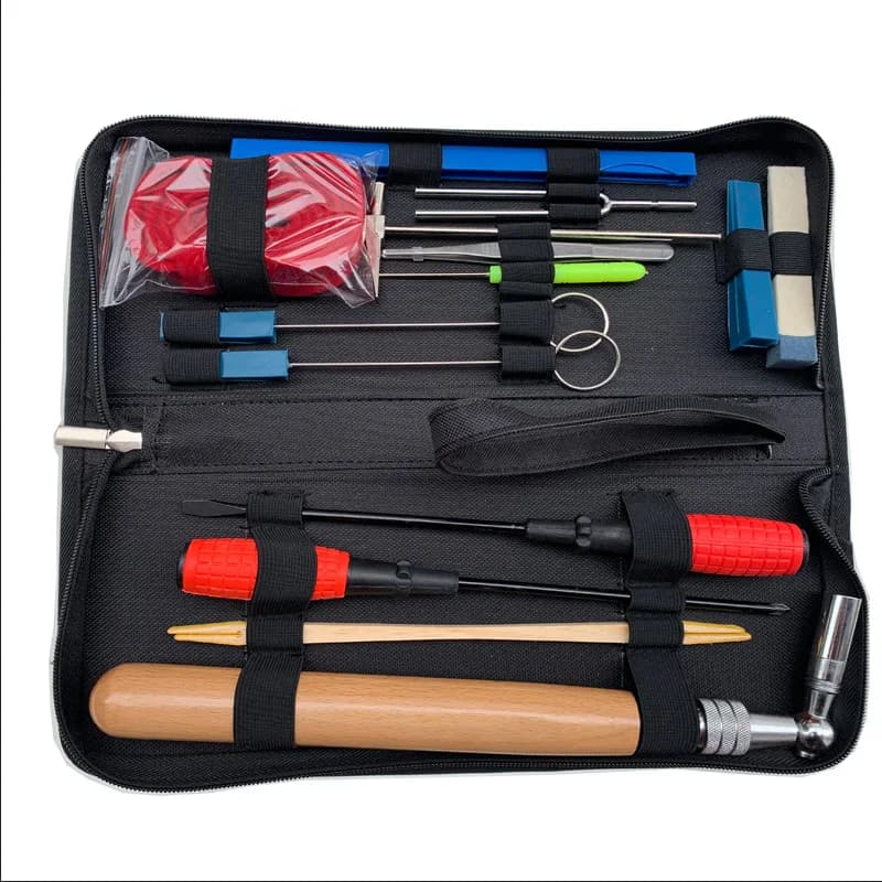 16 Pieces Piano Tuning Tools Set Standard #2 Peg Fit Piano Tuning Wrench Set Portable Case Easy to Stow for Professionals