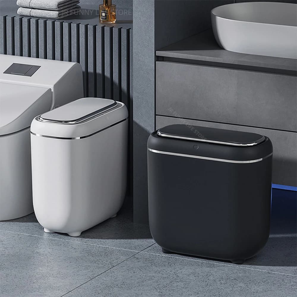 Cestino Automatico con Sensore da 14L per Bagno, Bidone Intelligente Stretto Impermeabile con Coperchio, Cestino per Rifiuti Ricaricabile per Casa Intelligente