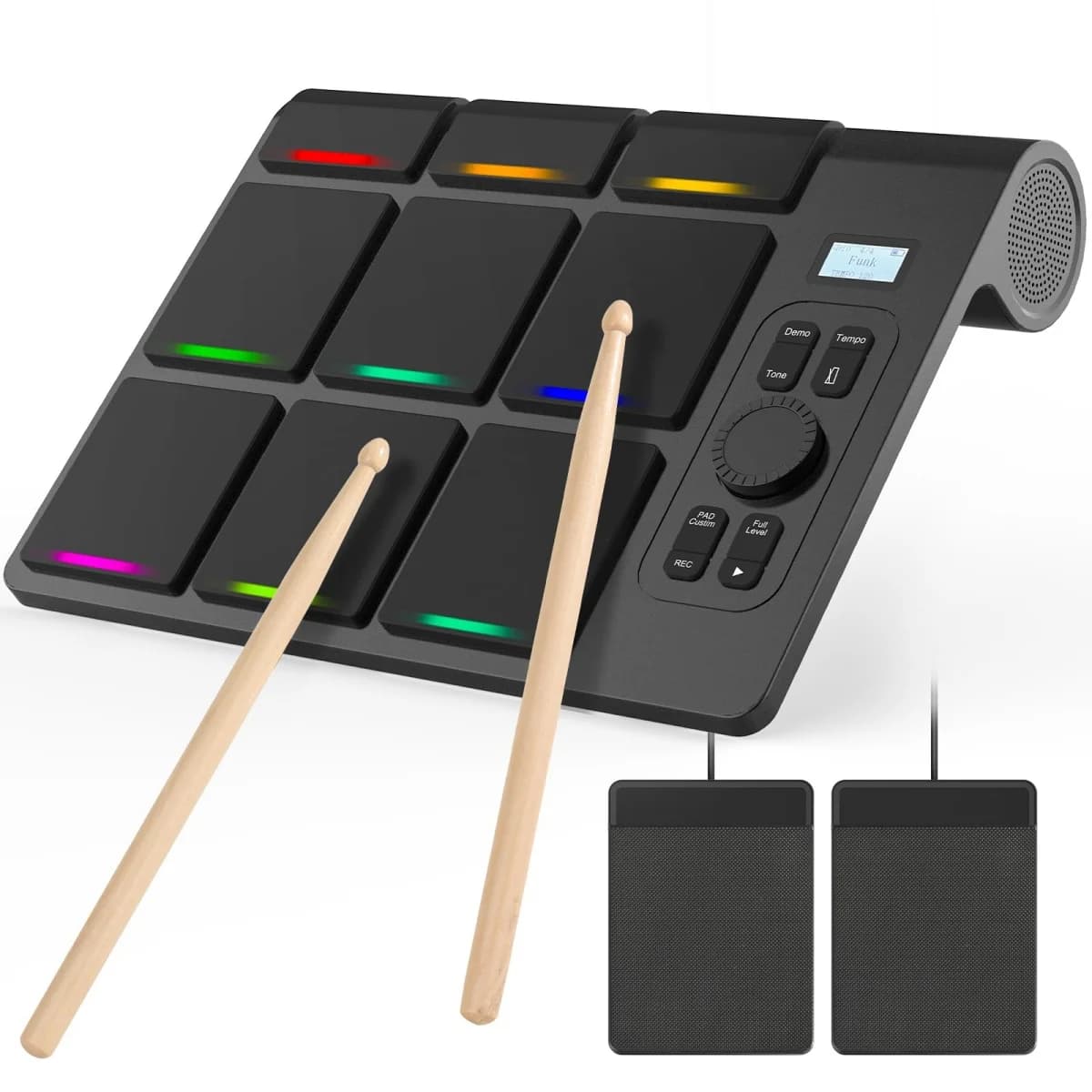 Kit batteria elettronica portatile a 9 pad LED con sensibilità alla velocità, ingresso AUX per pad batteria MIDI/per PC/Mac, regalo ideale per principianti