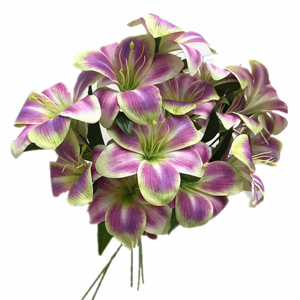 6 pezzi di pianta artificiale Nepenthe ramo 3 teste Real Touch stampa 3D stelo di fiori di giglio di giorno