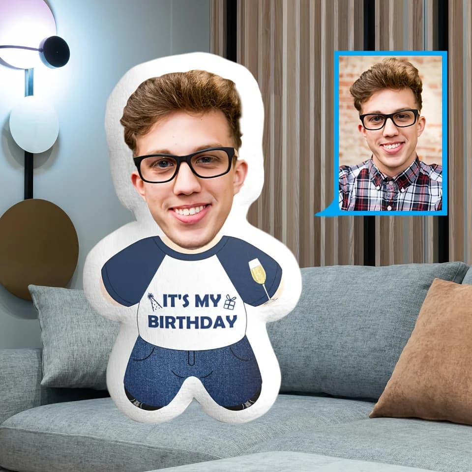 Customized photo pillow personalized birthday gift,soft knitted fabric,unique classic design, with "This is my birthday" message