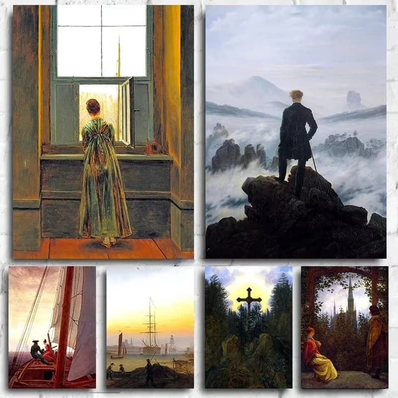 Dipinto ad olio con i numeri Kit Caspar David Friedrich Opere d'arte Disegno su tela Immagini fai da te con i numeri Decorazioni per la casa, Senza cornice