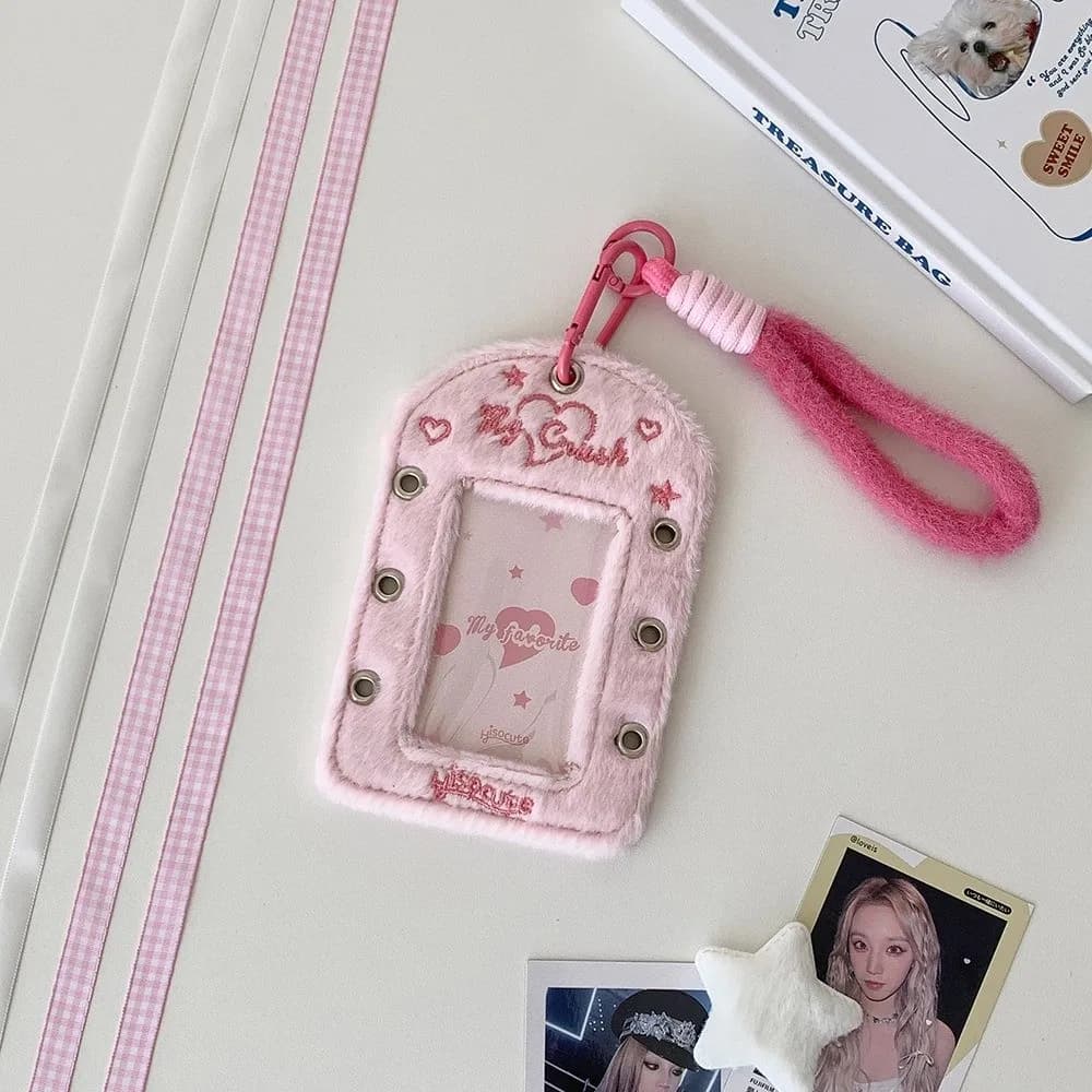 Korean photo frame with decorative ribbon, frame for photo and photocard, Korean style for idols and images.
