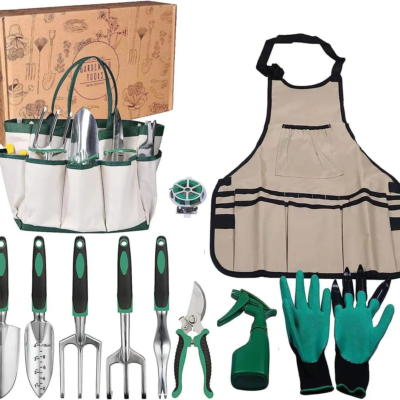 11 Pcs Garden Tool Set Aluminum Alloy Stainless Steel Shovel Rake Spade Gardening Gift Box