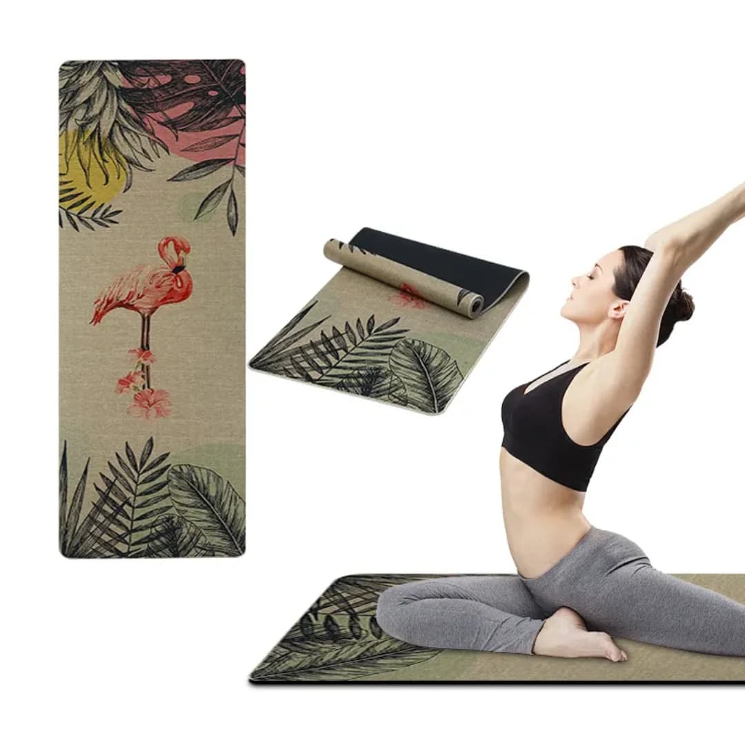 High Quality Organic Linen Rubber Yoga Mat Eco-Friendly Custom Logo Extra Large Fitness Pilates Exercise Mat Hot Sale