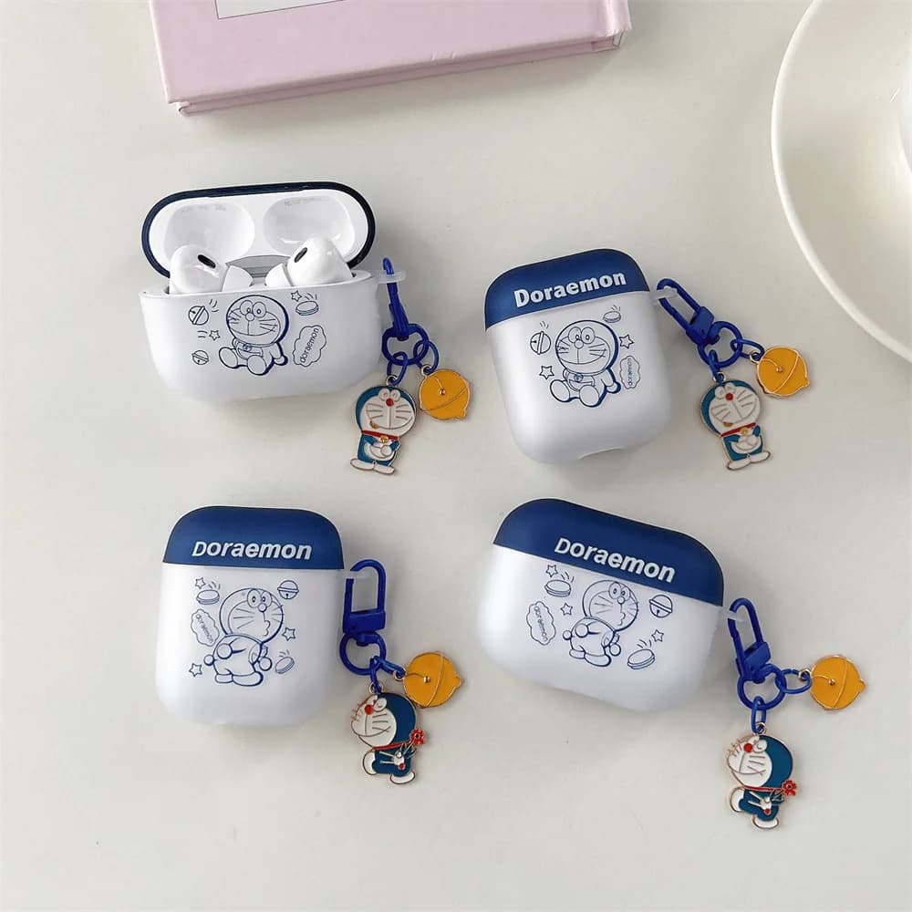 For Airpods Pro 3 Case,3D Doraemon Anime TPU Protective Earphone Cover For Airpods 4/Airpods Pro 2 Case With Keychain Kids