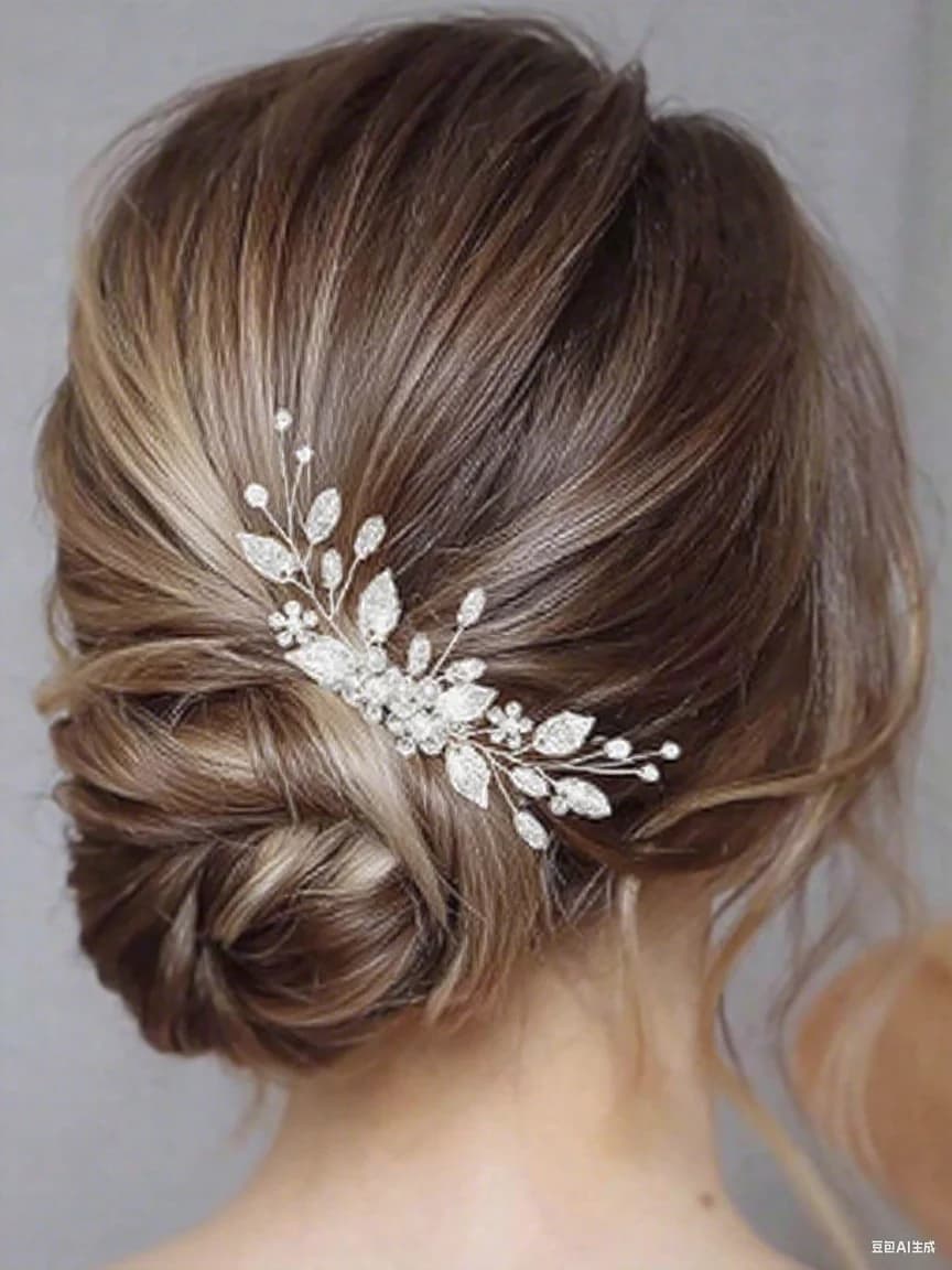 Fascia per capelli con perle e cristalli a forma di foglia, fermaglio semplice da donna, accessori per capelli da sposa, gioielli per acconciature