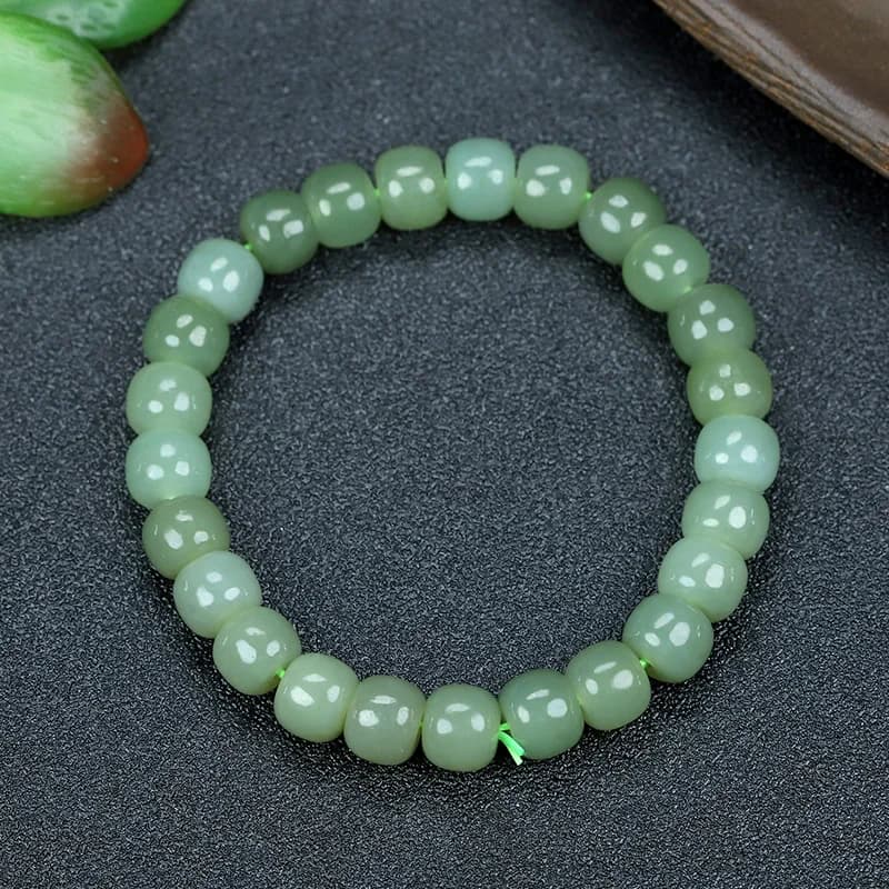 Nuovo naturale Hetian Giada Qing Acqua Materiale Tipo Perline Stringa a mano Perlina rotonda Squisita eleganza Bracciale Handring Fine Jewellry