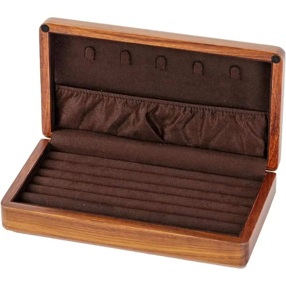 Portagioie da viaggio in legno massello in stile vintage con interno in velluto per anelli, orecchini e gemelli: perfetto regalo per la festa della mamma