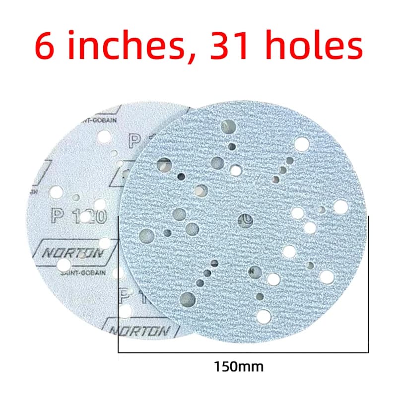 Carta vetrata a secco Norton 6 pollici 17 fori 150MM carta vetrata floccata rotonda vernice per auto lucidatura carta vetrata diamante blu
