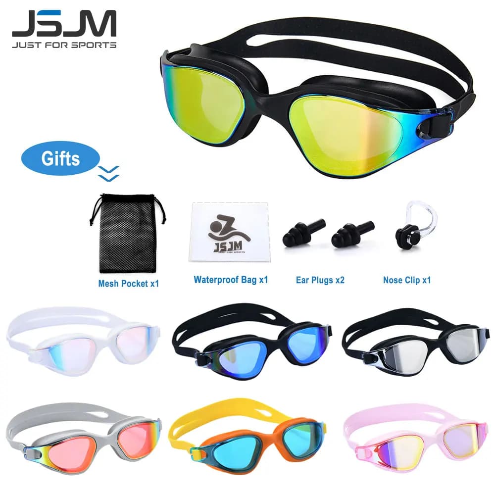 Unisex swimwear for adults – Anti-fog swim glasses for men and women – Professional waterproof silicone swim glasses