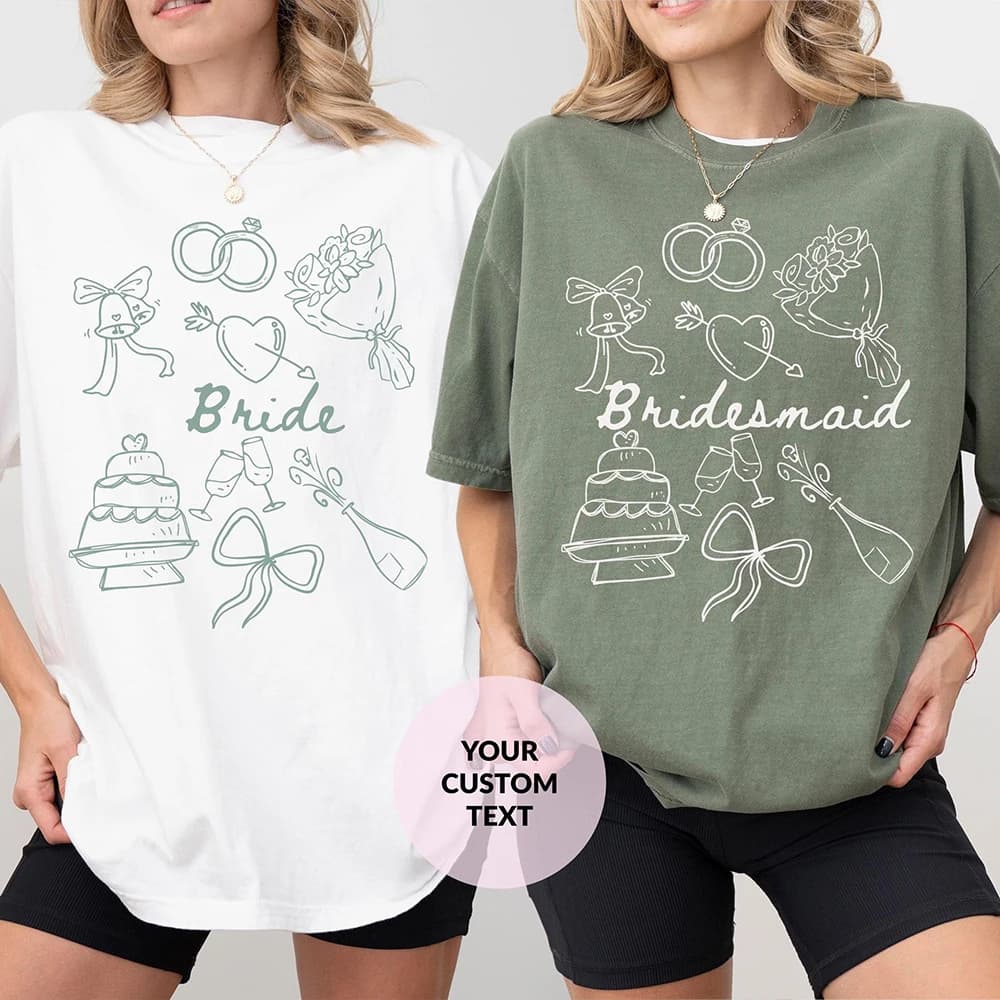 Sposa Camicia da damigella d'onore Giorno del matrimonio personalizzato Pronto Camicie comfort Gruppo T-shirt abbinata in cotone Y2K Top quotidiano alla moda Streetwear