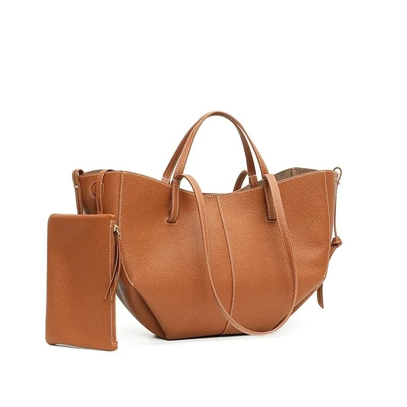 2026 New French Style Soft Leather Tote Bag Deformable Large Handbag Elegant Ladies Crossbody Shoulder Bag For Commute