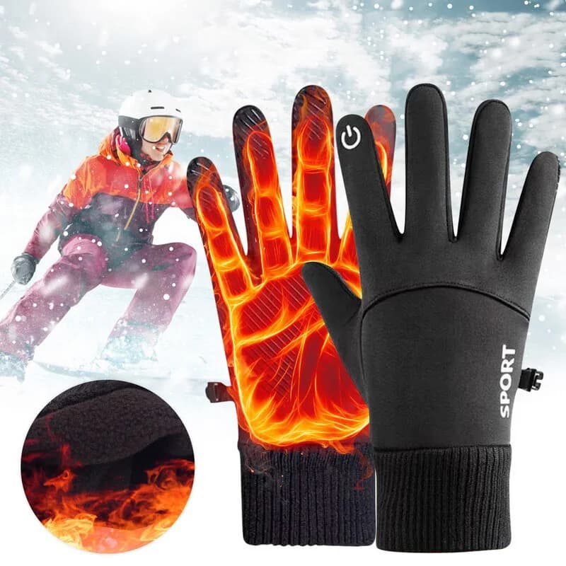 Winter Gloves Hot Raincoats Windproof for Cycling Sports Open Race Ski Touch Screen in Pile